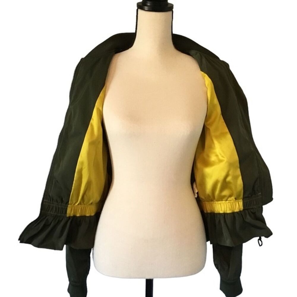 Kate Spade New York Full Zip Olive Green Bomber Jacket With Peplum Hem Size SM - Picture 8 of 10